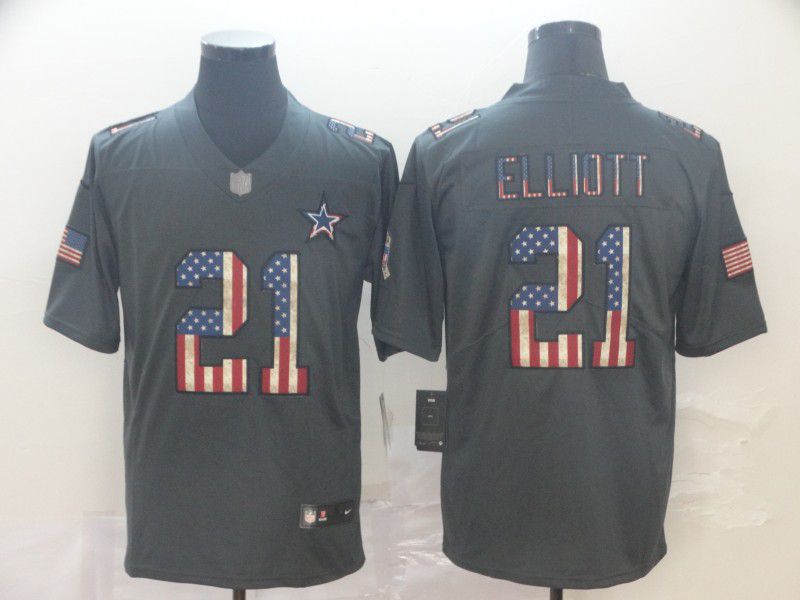 Men Dallas cowboys #21 Elliott Carbon Black Retro USA flag Nike NFL Jerseys->dallas cowboys->NFL Jersey